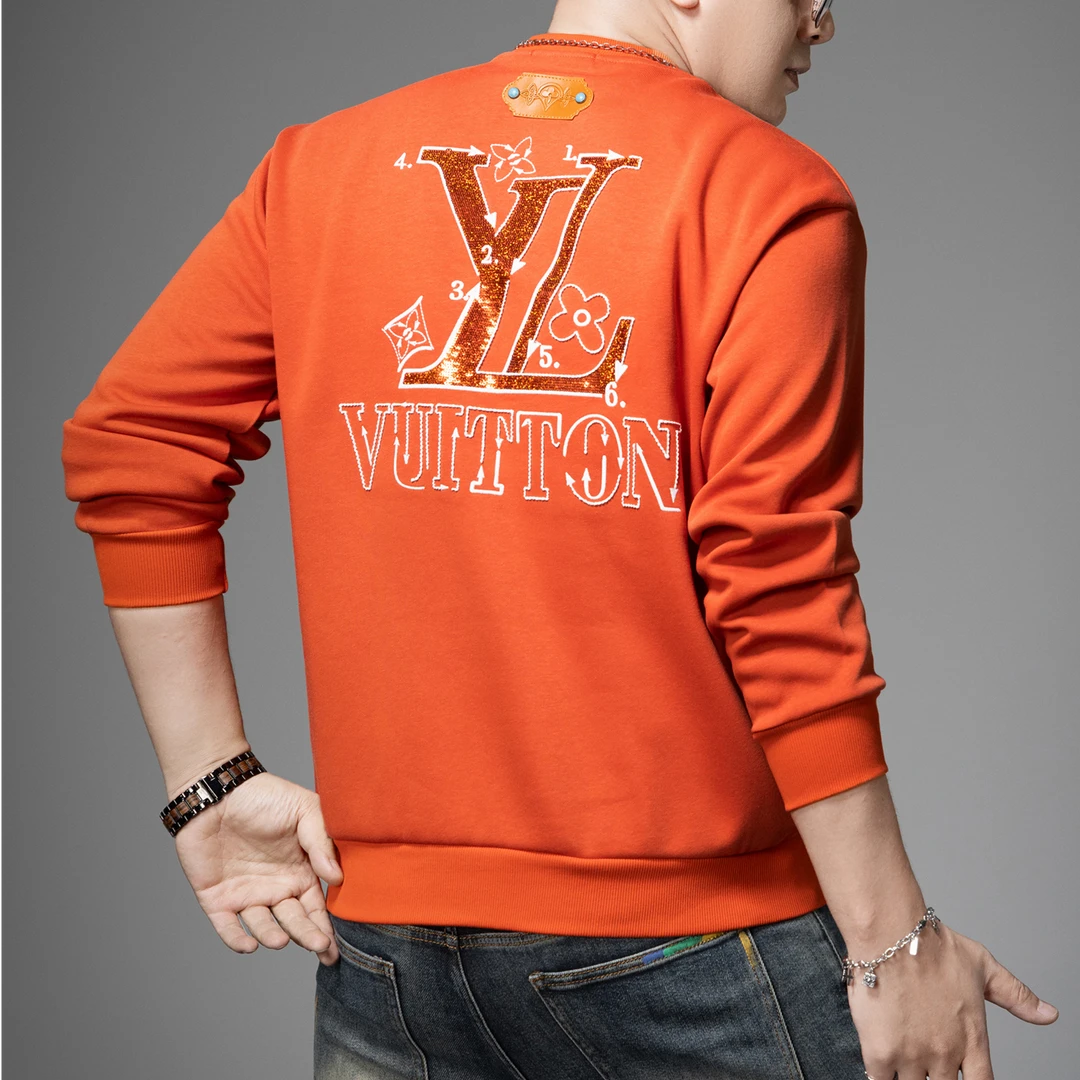 施摩瓦戈欧洲站潮牌珠片刺绣卫衣男士秋季宽松圆领长袖T恤男上衣