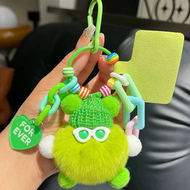 多巴胺煤球怪兽玩偶挂件diy钥匙扣可爱毛绒公仔包包背包手机挂饰
