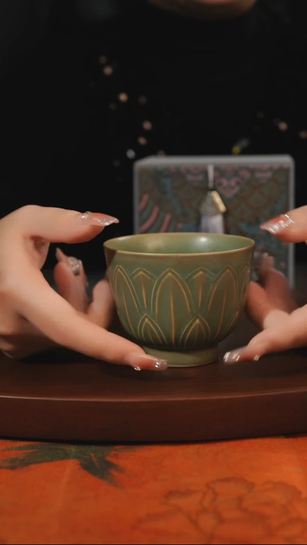杯子大*?莲花瓣杯 柴烧全品一级 汝州原产地原矿仿古老釉