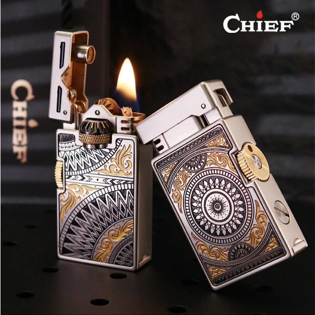 机械设计复古曼陀罗元素打火机双齿轮联动煤油打火机男士礼物