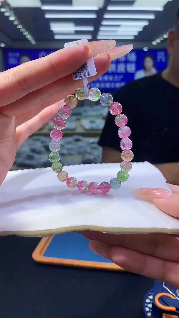 手链未镶嵌碧玺炫彩西瓜碧玺单圈  8x（多样性发一）