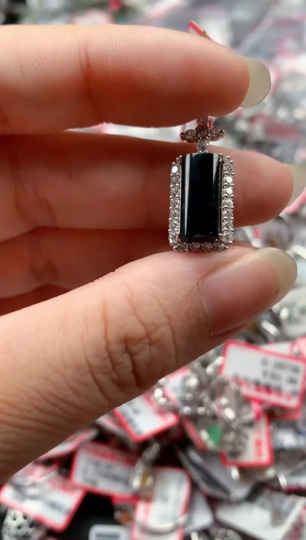 银S925镶嵌戒指翡翠天然A货缅甸翡翠