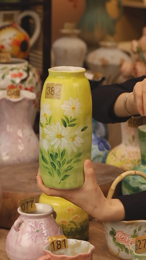 陶瓷景德镇设计师手作花器摆件侘寂风@M382@