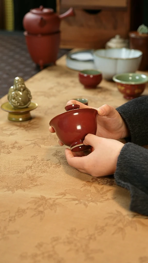 【闪购商品】茶盏陈慧芳 柴烧 晓色云开 元宝二才碗