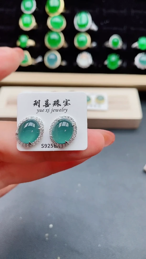 【闪购商品】翡翠耳饰银S925镶嵌0500