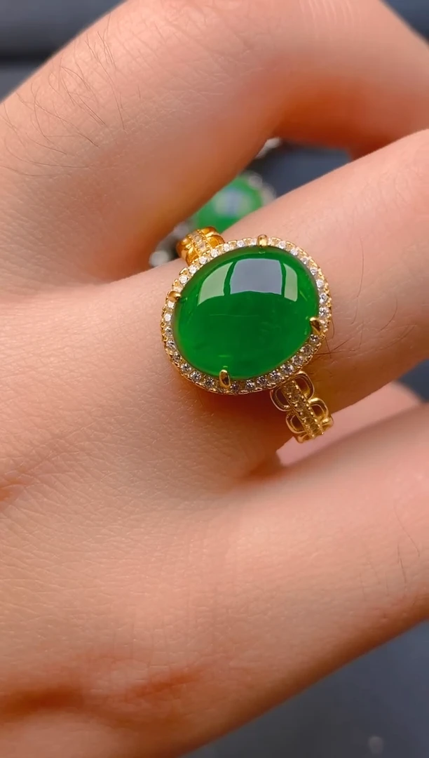 【闪购商品】翡翠戒指银S925镶嵌天然A货翡翠1