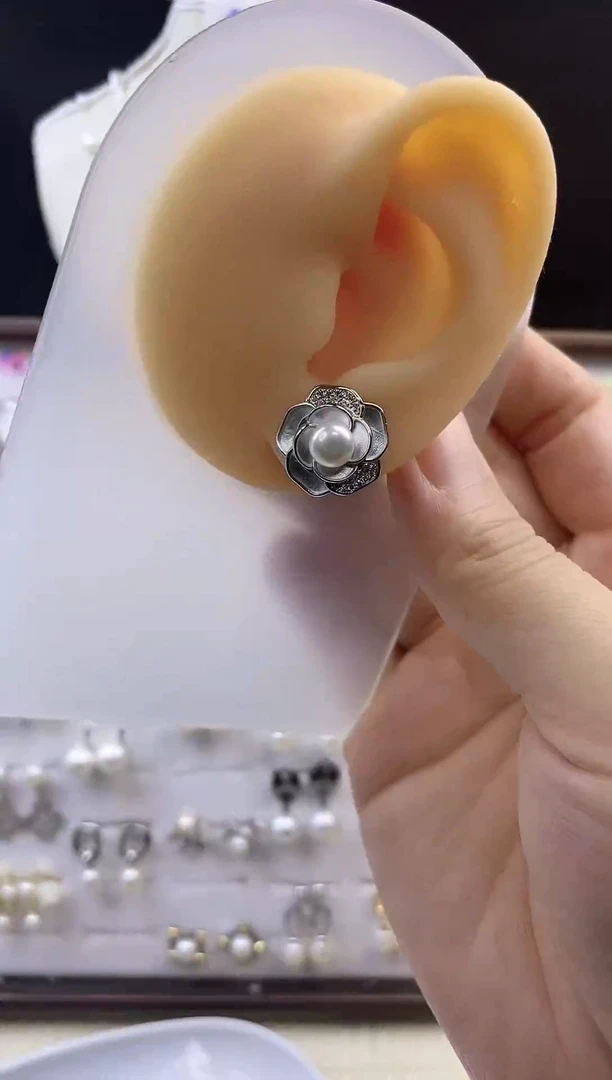合金耳饰淡水珍珠122银
