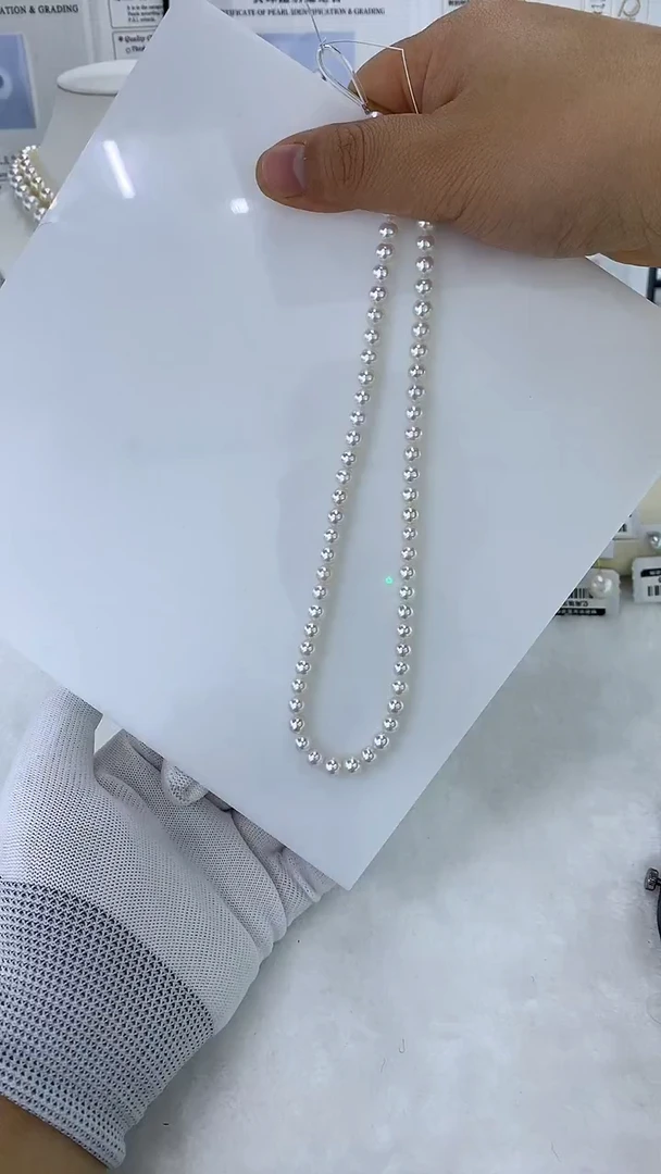 银S925镶嵌DA淡水珍珠串链6-7MM