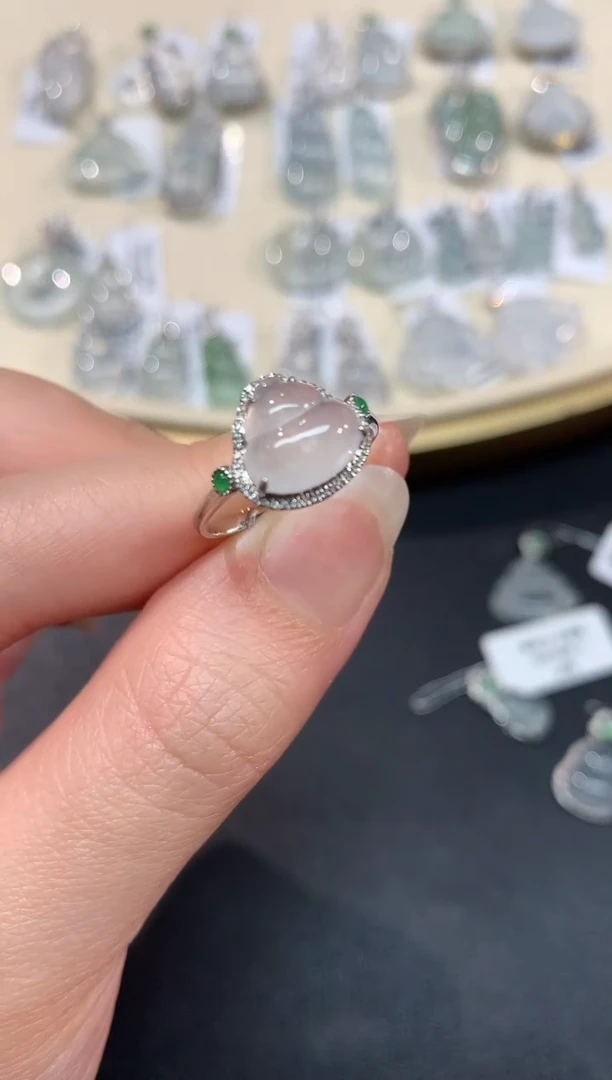 【闪购商品】翡翠戒指18K金镶嵌戒指A15|2500