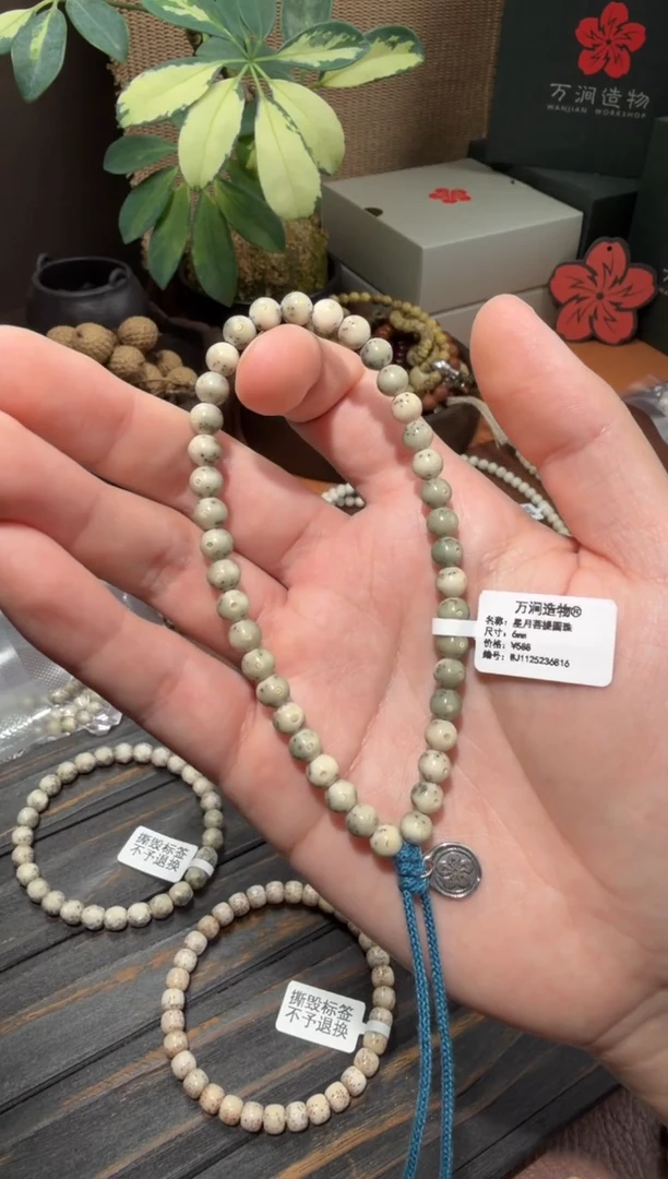 手串星月菩提星月菩提原生态6mm圆珠通体留白针尖星手持