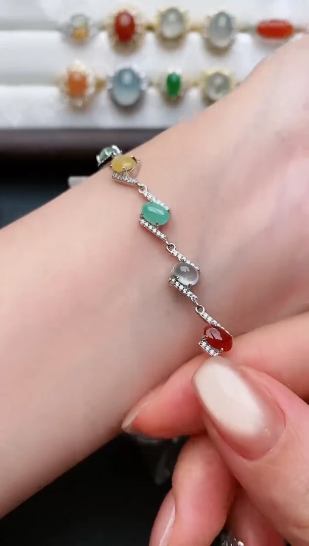 翡翠戒指银S925镶嵌...