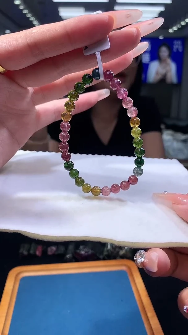 手链未镶嵌碧玺彩虹碧玺单圈6x (多样性发一)
