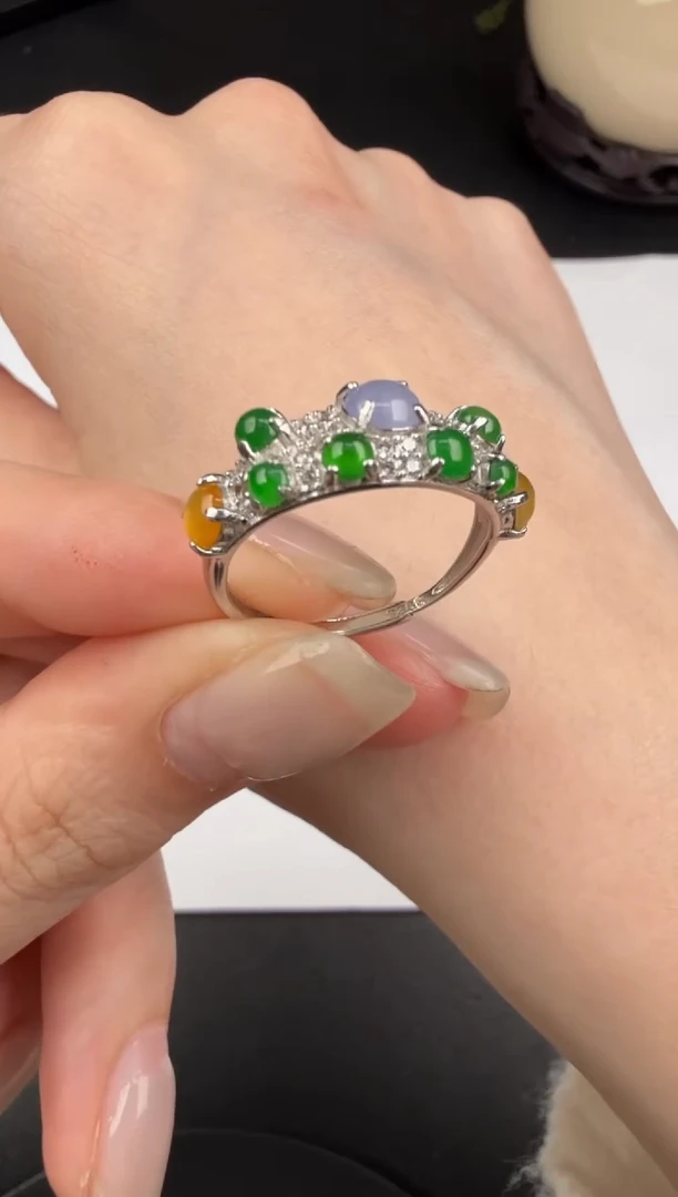 银S925镶嵌戒指翡翠翡翠饰品-182