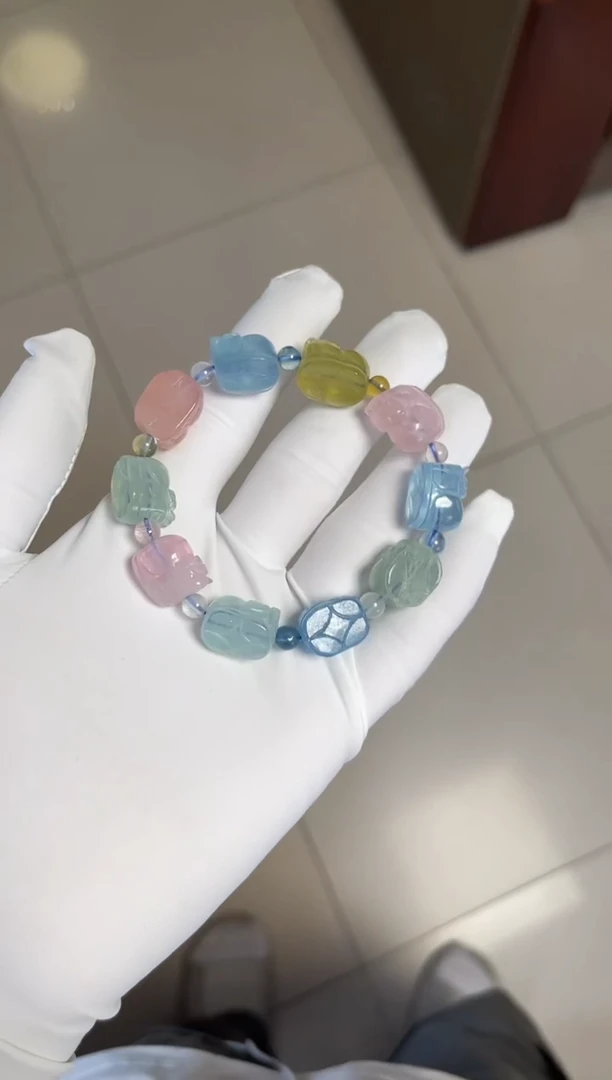 粉蓝错色设计师款-孤品