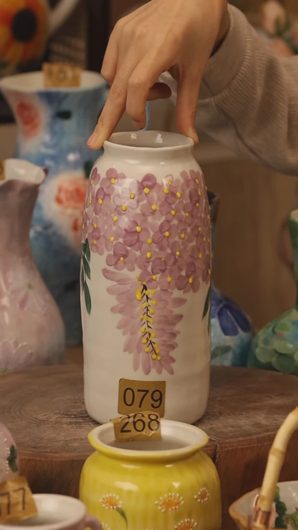 陶瓷景德镇设计师手作花器摆件侘寂风@M079@