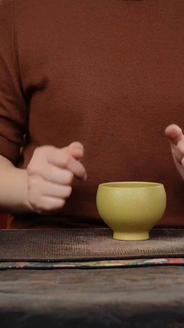 九斋本山绿光素紫砂杯保龄球杯