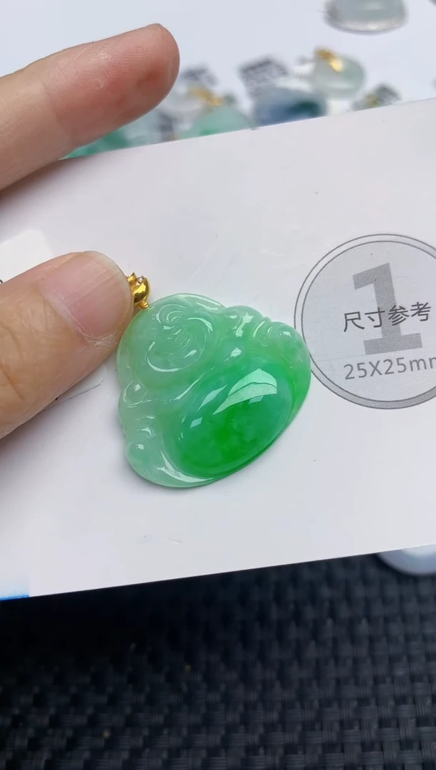 颈饰18K金镶嵌翡翠天然缅甸A货翡翠百元以上9元证书费自理