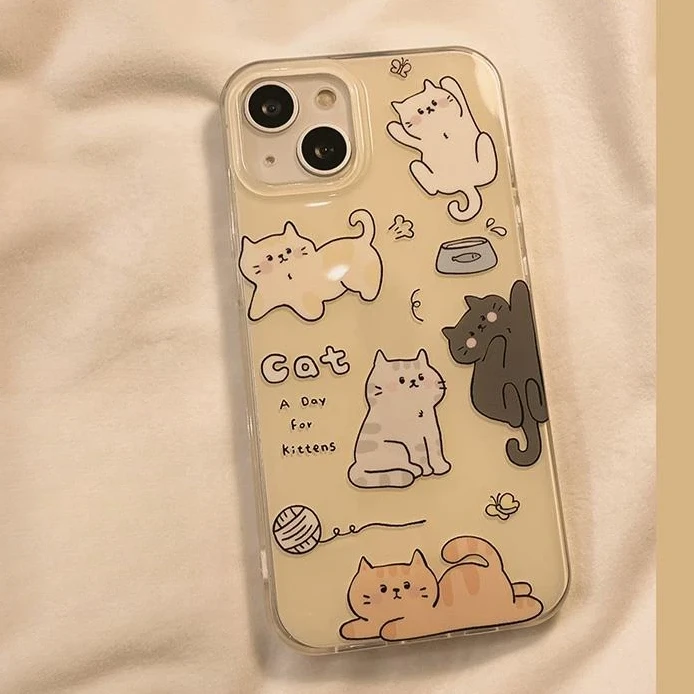 可爱猫咪适用苹果13手机壳iphone16pro/15/14/12小米vivo华为oppo