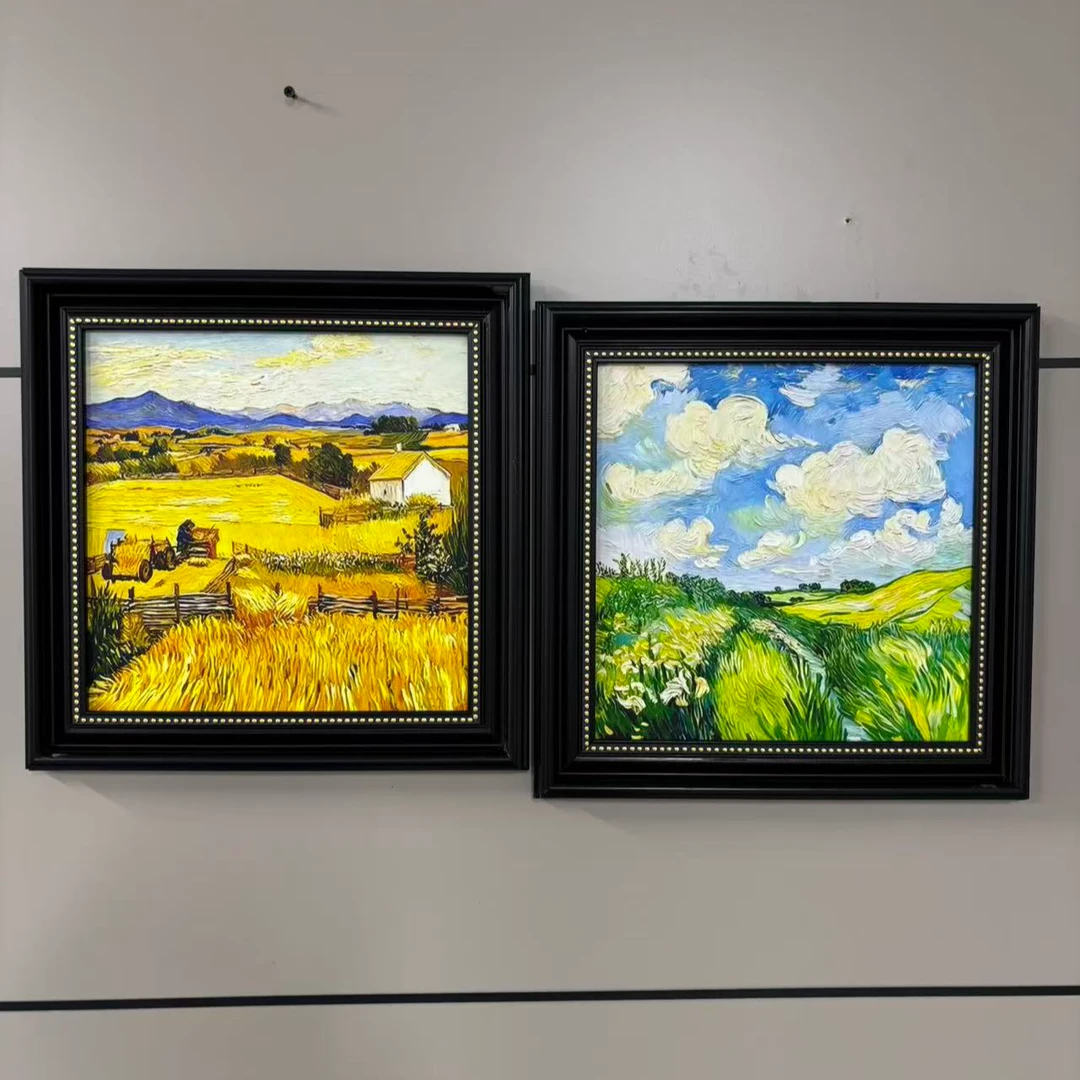268梵高印象麦田风景肌理油画客厅餐厅卧室装饰挂画艺术感十足