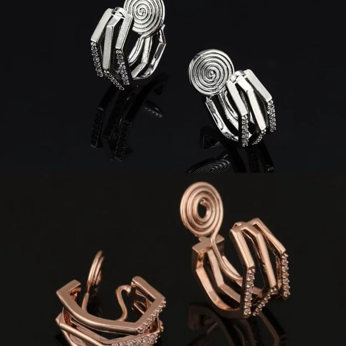 合金耳饰 【无耳洞耳夹】经典复刻简约换圈银色玫瑰金色蚊香盘小众