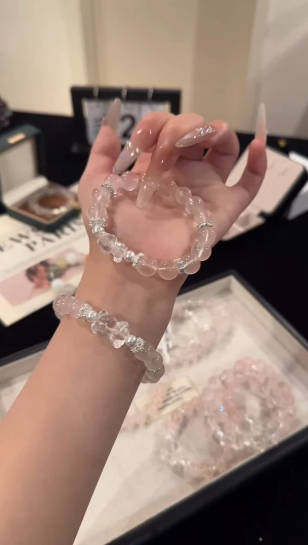 水晶手串合金粉水晶F1174