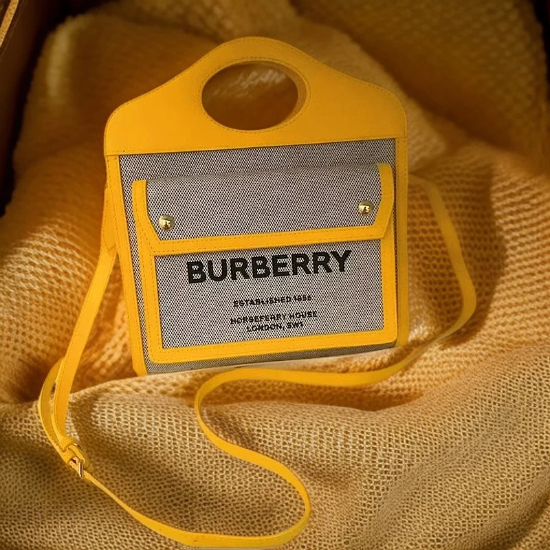 95新 BURBERRY/博柏利 黄色手提斜挎包 1191 5187