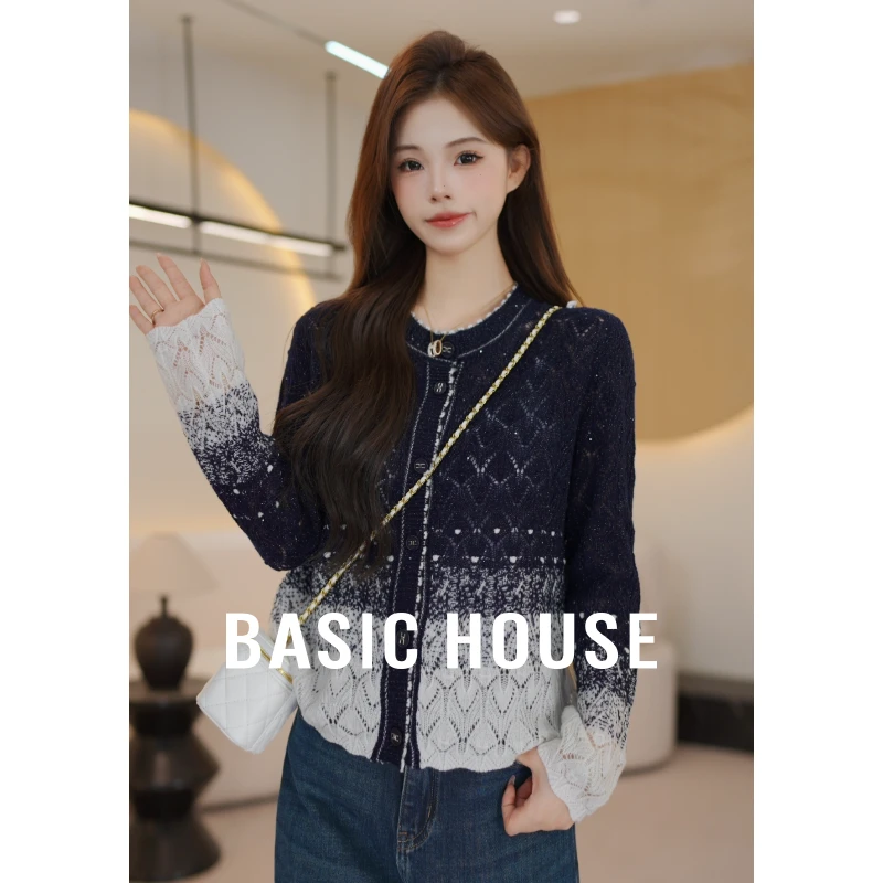 Basic House/百家好秋季新款小香风设计感针织开衫B1195B5Z902