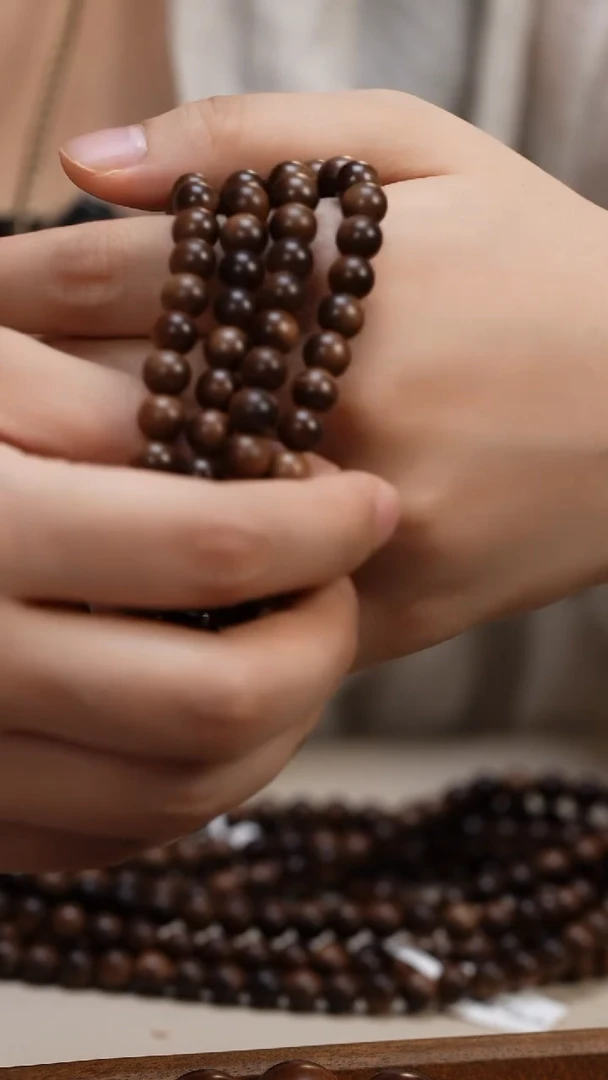 檀香木手串/手链悟*阴沉高山老山檀香0.8圆珠多圈108颗