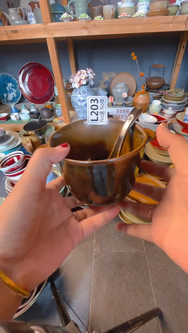 瓷片宝***力L203天目双耳甜品碗福利