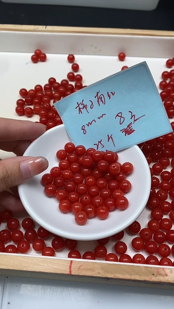 未镶嵌散珠南红玛瑙L436 柿子南红8mm25个8元