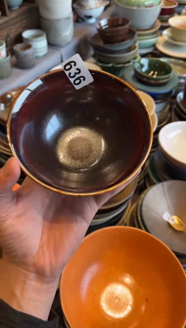 【闪购商品】瓷片636  天目釉手工碗1个