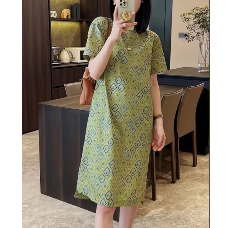 温柔系气质高级感法式醋酸收腰显瘦中长款连衣裙CCWQ-YL1002