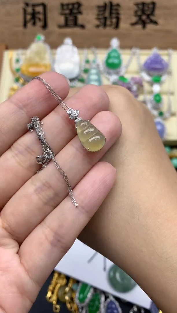 翡翠18K金镶嵌颈饰377-春日珠宝