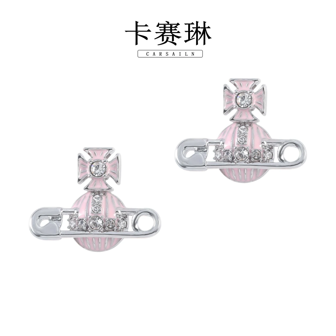 卡赛琳carsailn/ 镀K金 925银针 时尚轻奢回形针别针耳钉 0717