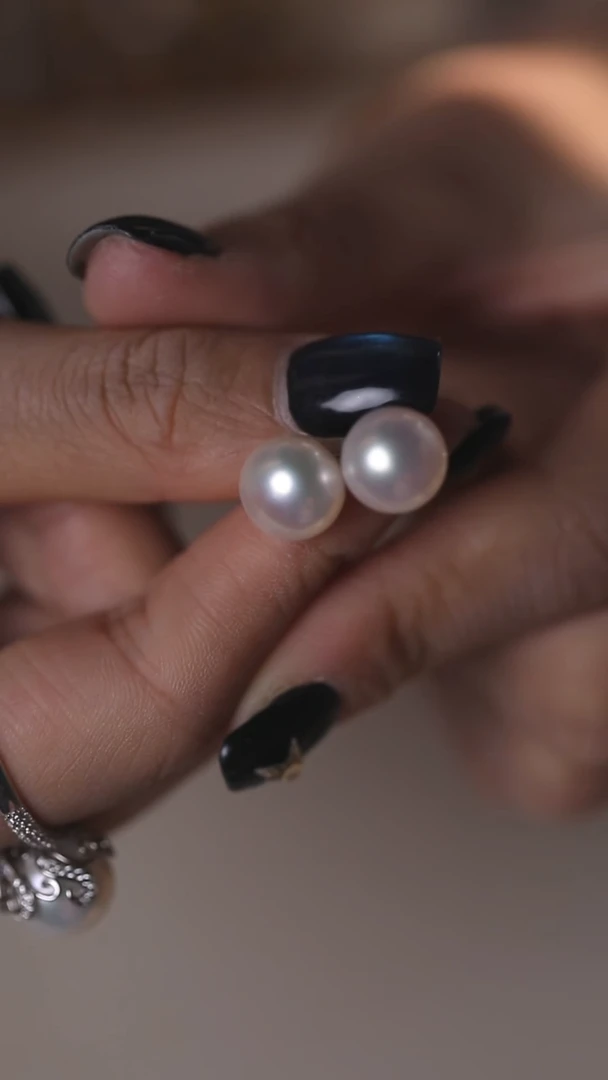 银S925镶嵌耳饰淡水珍珠10-11MM扁圆