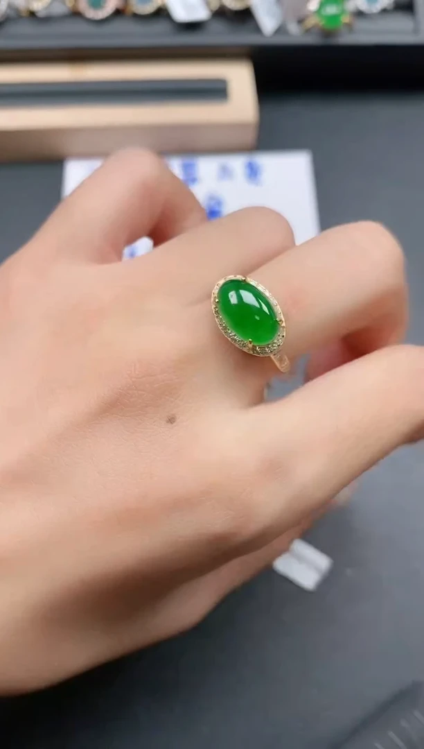 银S925镶嵌戒指翡翠1