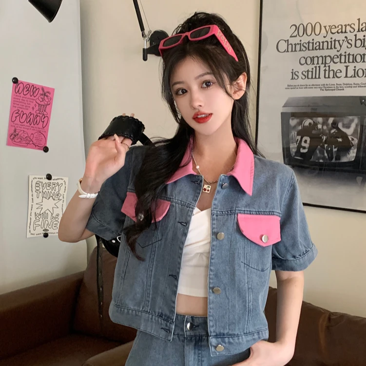 3552（瑕疵，介意勿拍）大码女装甜酷牛仔港风减龄休闲外套2663