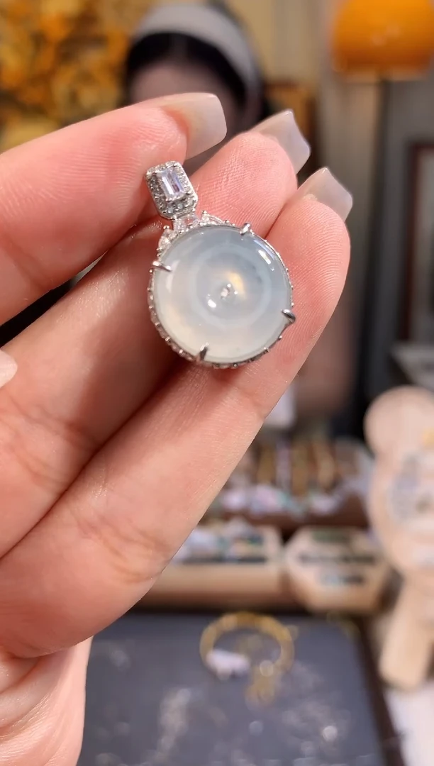 翡翠银S925镶嵌吊坠(不含链)【挽石珠宝】平安扣