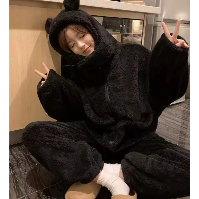 y08 优选韩版儿童秋冬季休闲舒适时尚加毛家居服