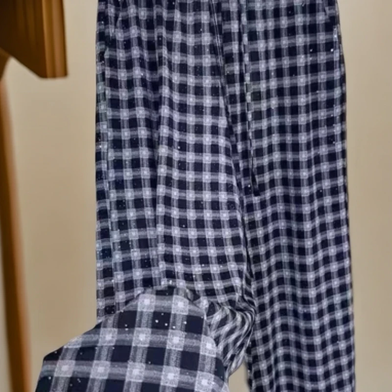 高弹力松紧腰口袋直筒裤女中高腰显瘦薄款休闲裤夏季透气速干裤女