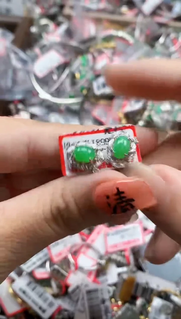 银S925镶嵌戒指翡翠天然A货缅甸翡翠