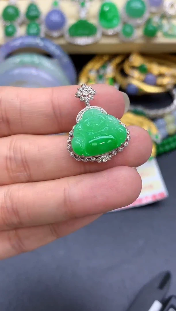 颈饰18K金镶嵌翡翠291-中国好珍宝