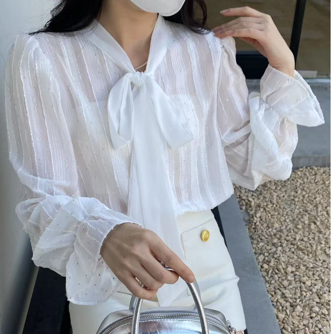 法式衬衫长袖洋气薄款时尚长袖衬衣--8110