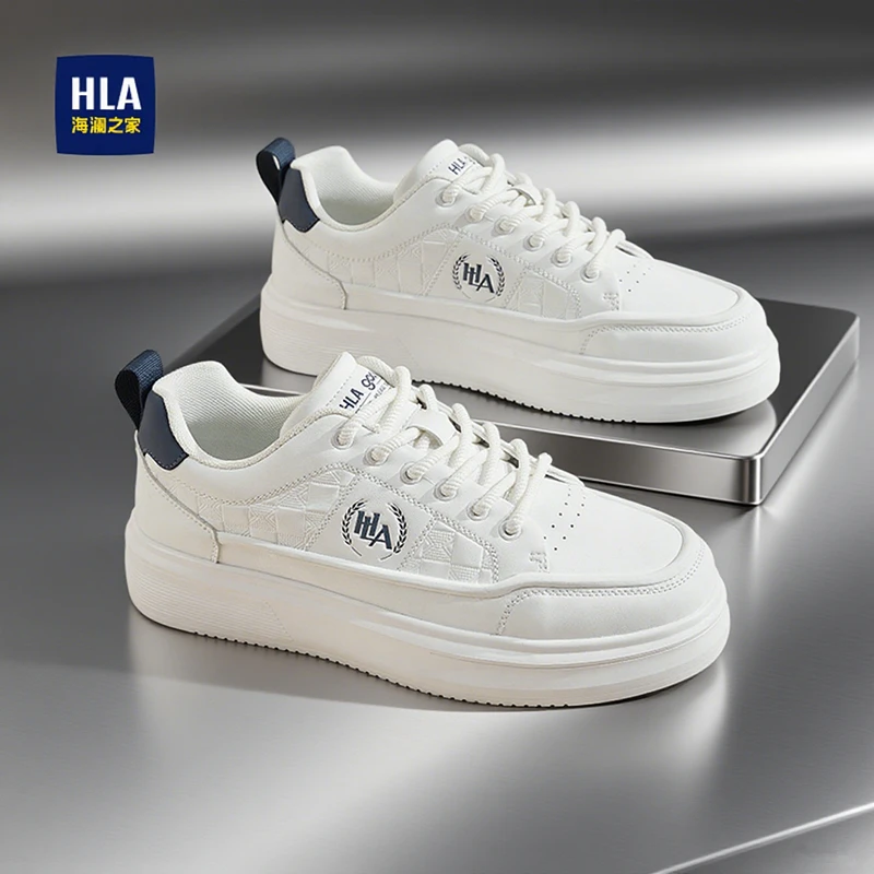 HLA/海澜之家鞋子男2025秋季新款透气运动休闲鞋百搭小白鞋板鞋男