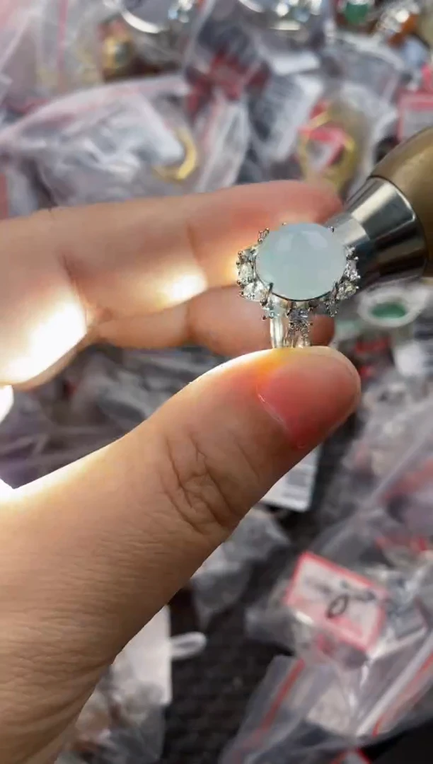 银S925镶嵌戒指翡翠555   3