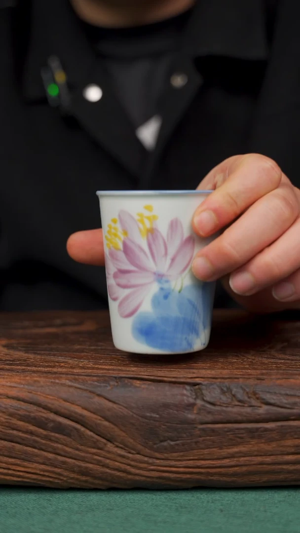 瓷片18寻一缕瓷香杯釉下手工手绘瓷器