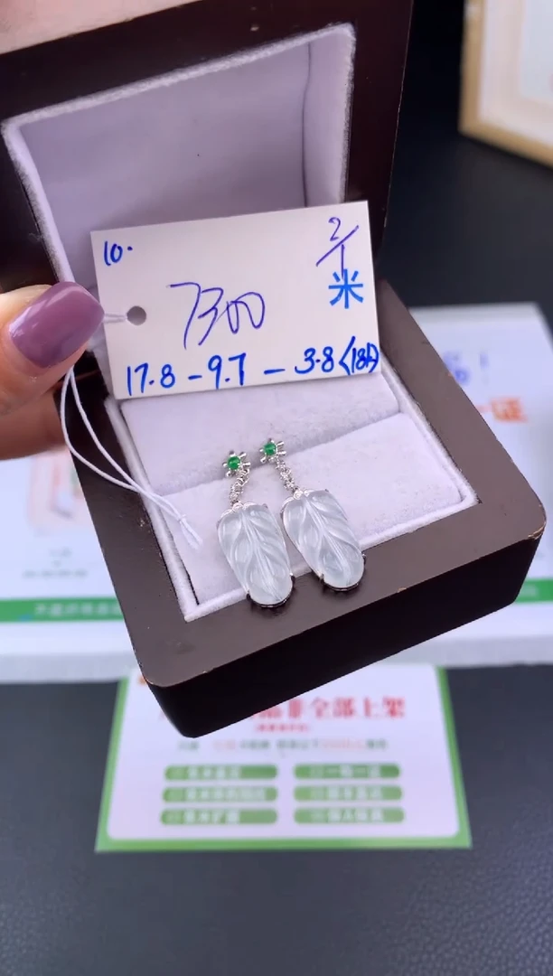 18K金镶嵌翡翠耳坠假一赔三 挂件