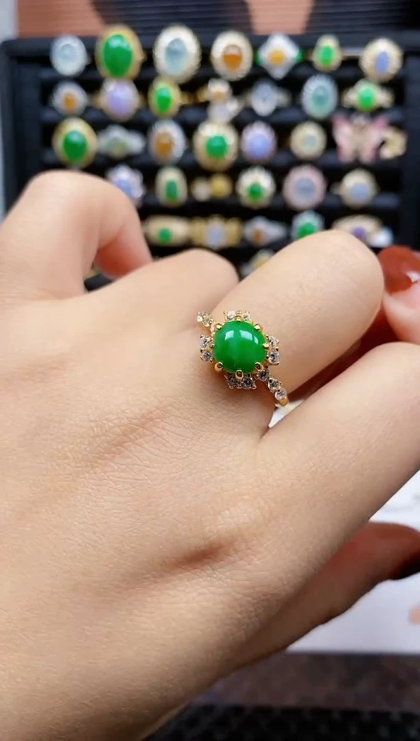 银S925镶嵌戒指翡翠79