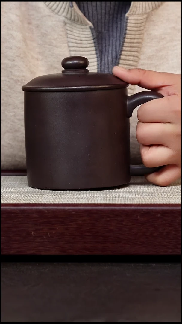 茶杯紫砂紫泥微瑕大老板杯