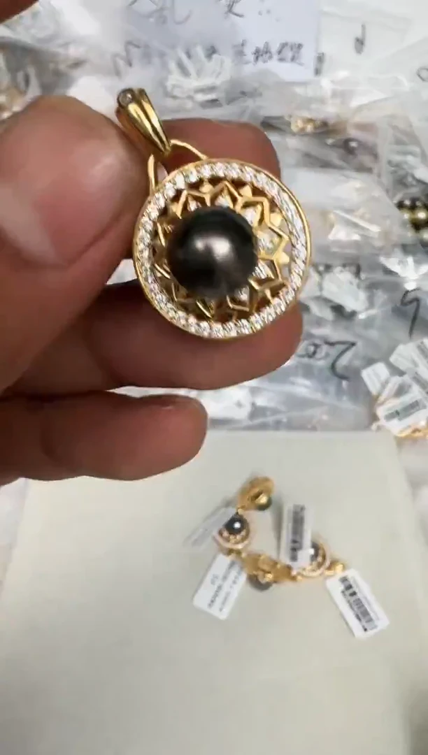 颈饰银S925镶嵌海水珍珠吊坠